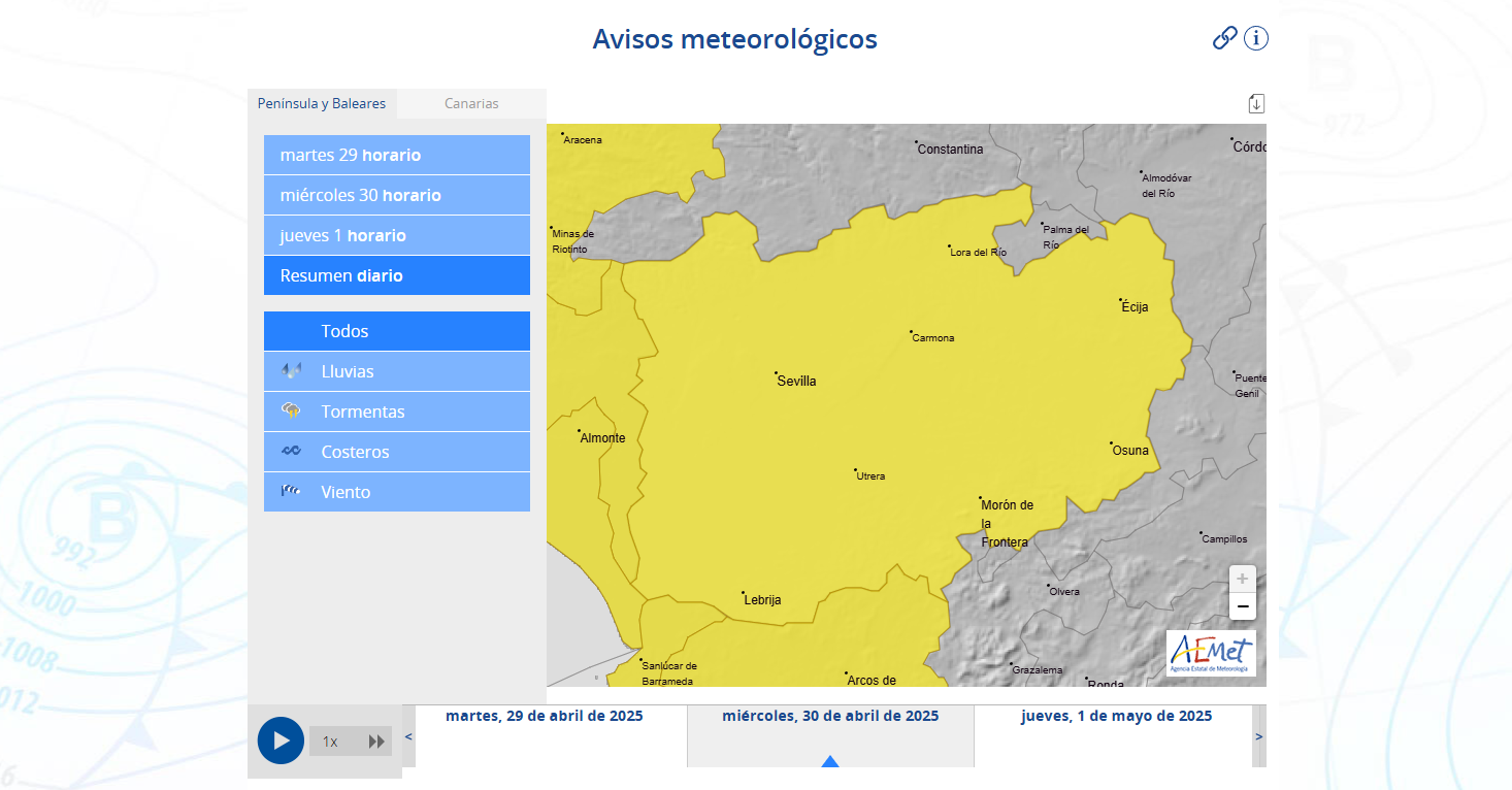 Alerta amarilla - Miércoles 30 de abril