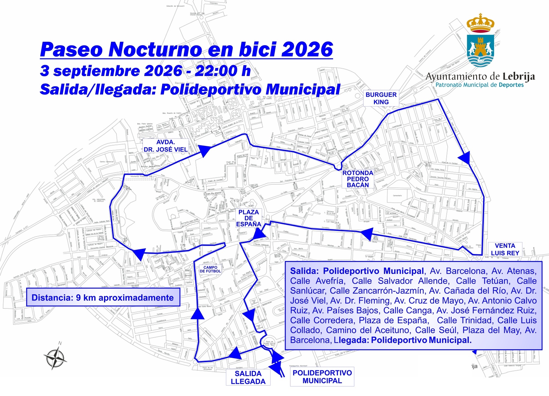 Recorrido Paseo Nocturno bici 2026